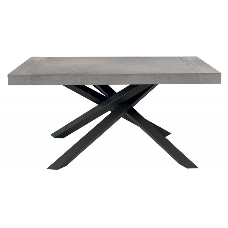 2270  Tavolo allungabile con base in metallo e piano in melaminico grigio cemento
