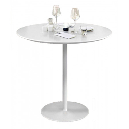 2299 Tavolino con base metallo e piano in MDF laccato bianco