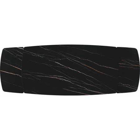 2309  Tavolo con base in metallo finitura bronzo e piano in ceramica effetto marmo nero