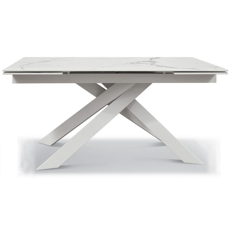 2312  White or anthracite grey metal table base, shiny ceramic top marble effect
