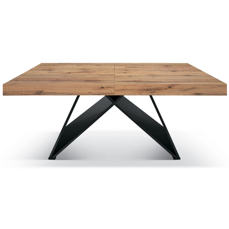 2313  Tavolo con base in MDF nero, piano allungabile rovere o grigio cemento