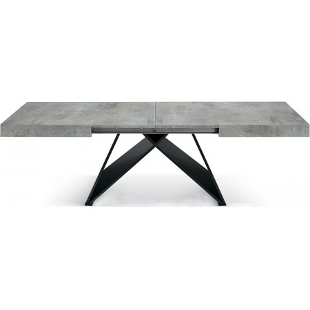 2313  Tavolo con base in MDF nero, piano allungabile rovere o grigio cemento