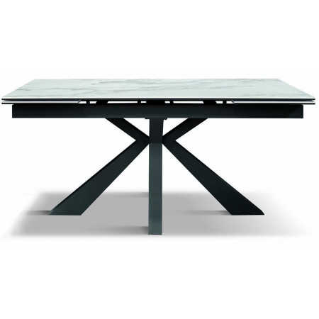 2316  Tavolo con base bianca o nera in metallo, piano in ceramica lucida effetto marmo