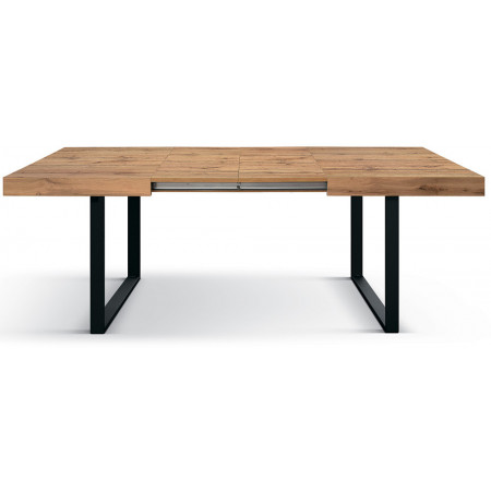2318  Tavolo con base in metallo, piano allungabile rovere, cemento, o bianco