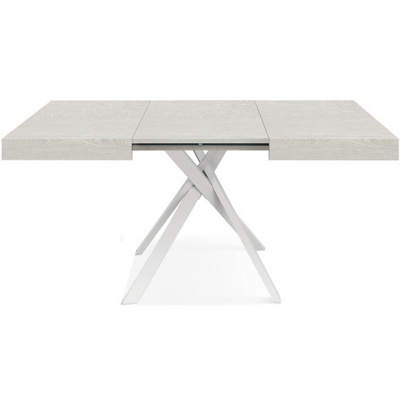 2321  Black or white metal table base, white ash wood extending top