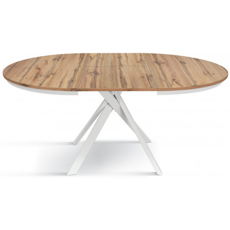 2359  White or black metal table base, durmast wood extending top