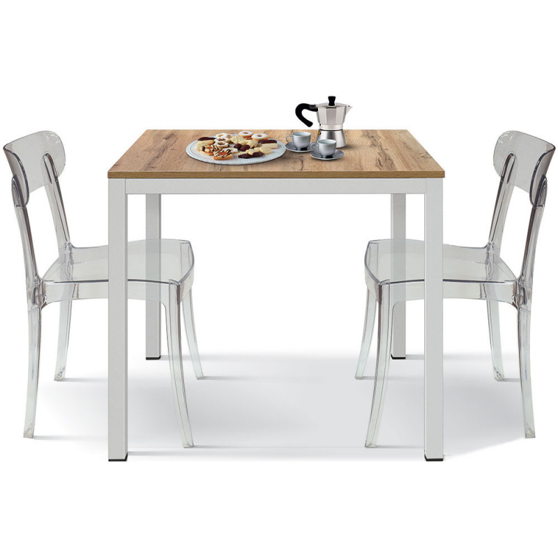 2366  White metal table base, white, cement grey, or durmast fixed top