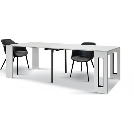 2373  Tavolo allungabile-consolle in melaminico frassino bianco