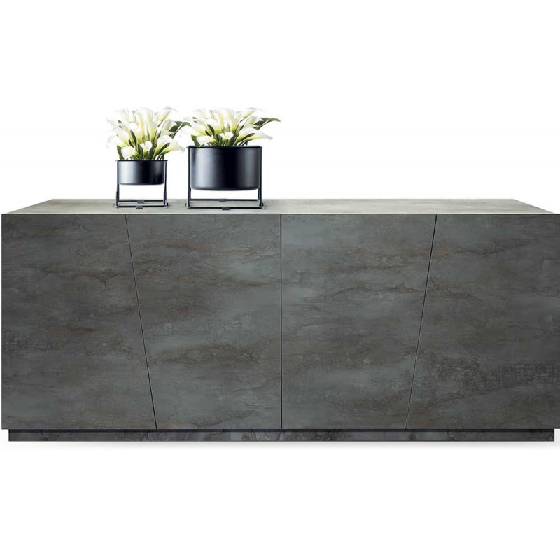 2378  Mobile credenza 4 ante in melaminico acciaio ossidato