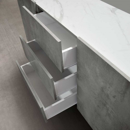 2381  Cement grey melamine 2 doors+3 drawers sideboard furniture