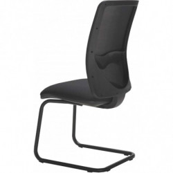 638V Waiting chair, black netting back, upholstered seat with fabrics to choice