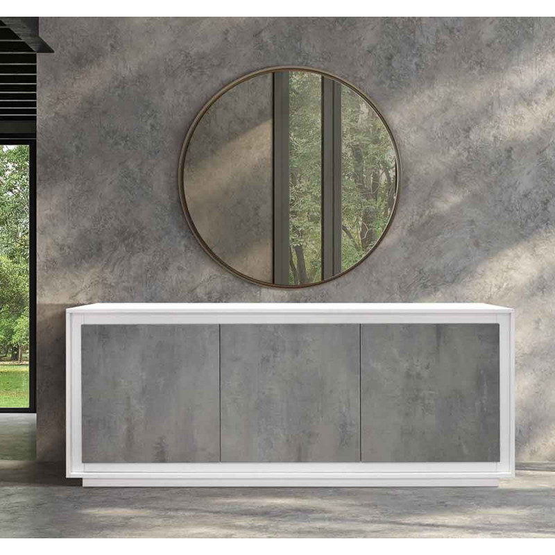 2388  Mobile credenza con 2 o 3 ante bicolore bianco/grigio cemento