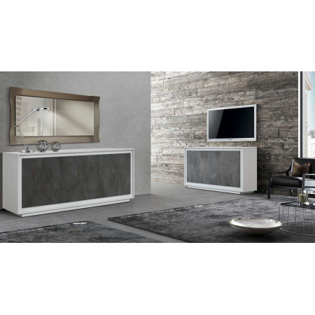 2389  Two tone white-oxidized steel sideboard furniture with 2 or 3 doors