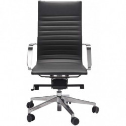 617T  Ice office chair high or low version, black leatherette upholstered seat