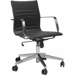 617T  Ice office chair high or low version, black leatherette upholstered seat