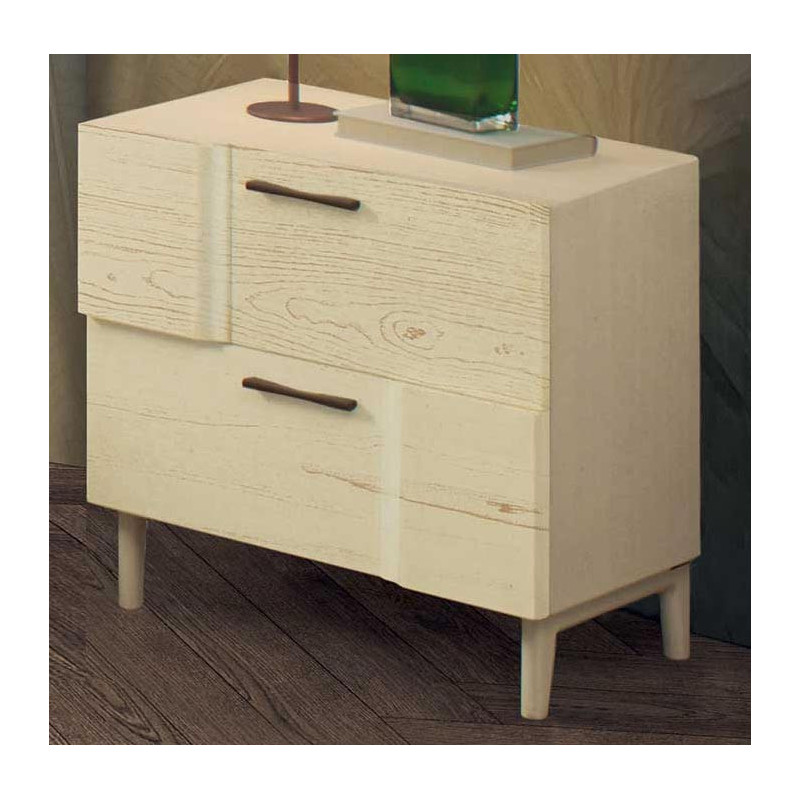 2425  Comodino 2 cassetti in legno grezzo o finito, finiture a scelta cliente
