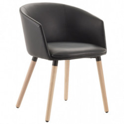 624  Romy with wooden legs, black leatherette upholstered