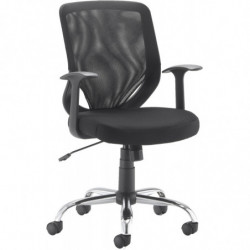 807  Wave office chair with black netting back and fabric upholstered seat