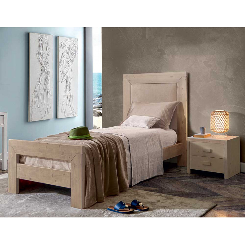 2494  Letto singolo 1 piazza in legno grezzo o finito, finiture a scelta cliente