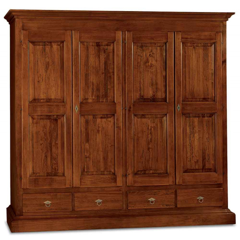 2503  Raw or finished 4 doors and 4 drawers wardrobe, finishes to choice