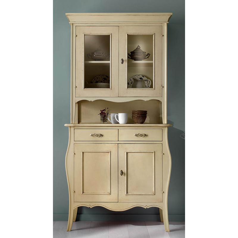 2506  Raw or finished wooden 2 doors sideboard with showcase, finishes to choice