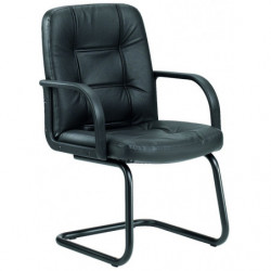 499  Canasta waiting-visitors chair, black leather upholstered seat