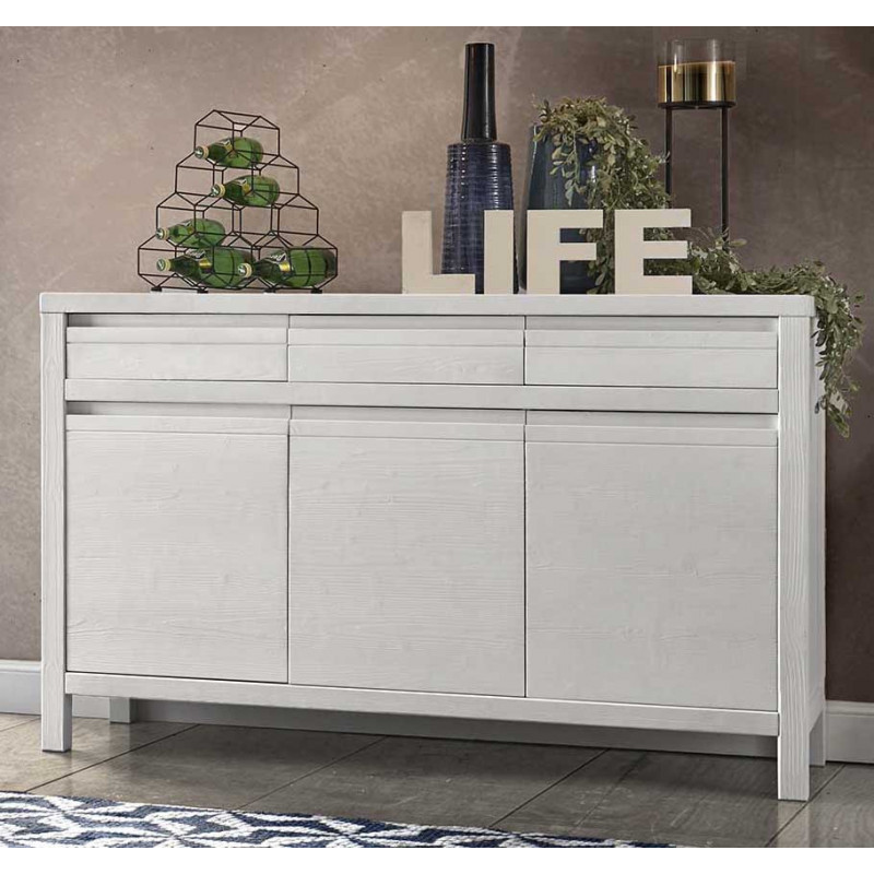 2519  Raw or finished wooden 3 doors sideboard furniture, finishes to customer choice