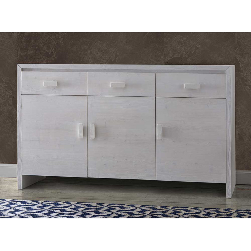 2521  Raw or finished wooden 3 doors sideboard furniture, finishes to customer choice