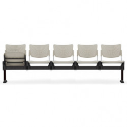 655P 2-3-4-5 seats waiting bench, plastic, upholstered or grey metal seating