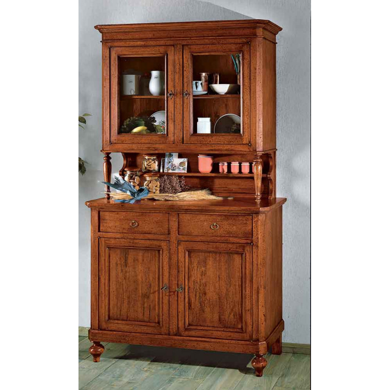 2560  Mobile credenza e vetrina 2 porte in legno grezzo o finito, finiture a scelta cliente