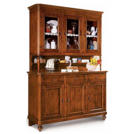 2562  Mobile credenza e vetrina 3 porte in legno grezzo o finito, finiture a scelta cliente