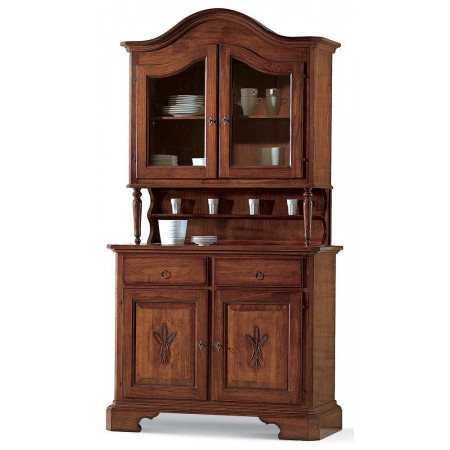 2566  Mobile credenza e vetrina 2 porte in legno grezzo o finito, finiture a scelta cliente
