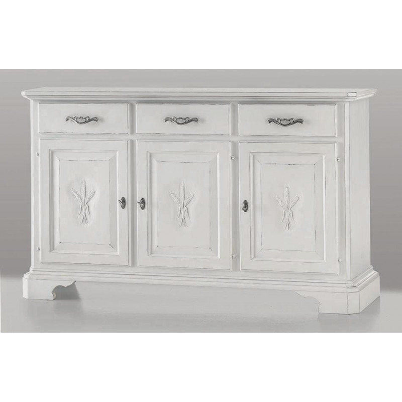 2567  Mobile credenza 3 porte in legno grezzo o finito, finiture a scelta cliente