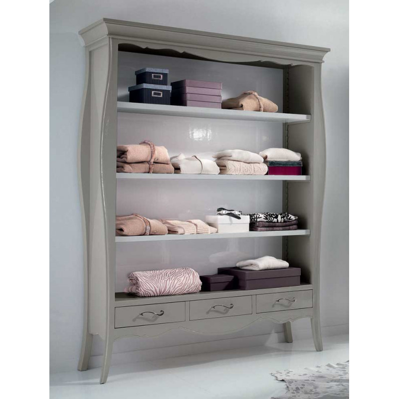 2569  Raw or finished wooden 3 drawers bookcase, finishes to customer choice