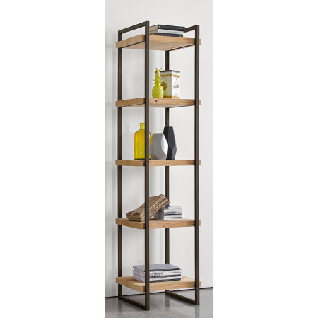 2443  Libreria-scaffale con struttura in metallo e legno grezzo o finito, finiture a scelta