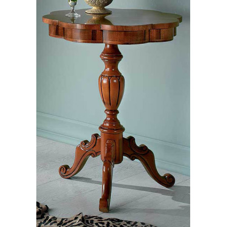 2595  Raw or finished walnut inlaid round smal table, finishes to customer choice