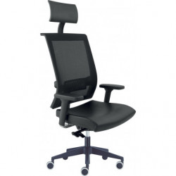 787  Tekna high or low office chair with netting back and black fabric upholstered seat