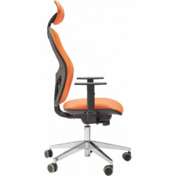 798  Q3 office chair high or low version, black netting back, upholstered seat with fabrics to choice