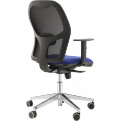 798  Sedia ufficio Q3 versione alta o bassa, schienale in rete nera, sedile tappezzato con tessuti a scelta