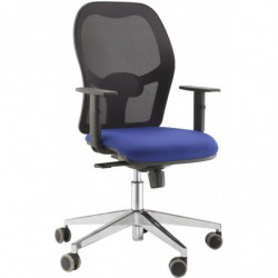 798  Sedia ufficio Q3 versione alta o bassa, schienale in rete nera, sedile tappezzato con tessuti a scelta
