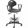 801SG  Worky high stool, black polyurethane seat, gas lift seat adjustment