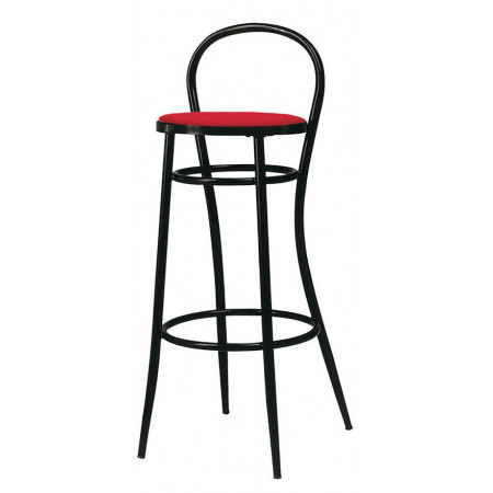 156  Black metal stool frame, upholstered seat