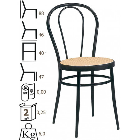 158  Black metal chair frame, vienna rattan straw plastic seat