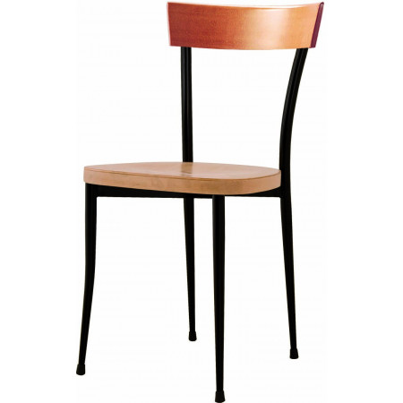 160  Black metal chair frame, multilayer wood seat and back