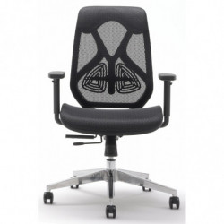 873N  Dafne sedia ufficio con struttura nera, schienale in rete, sedile tappezzato