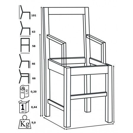 005/H  Raw or finished beech wood high chair, finishes to choice