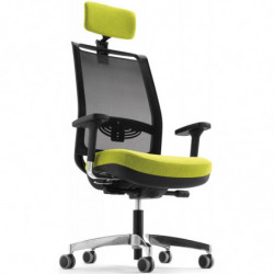 874  Giulia sedia ufficio versione alta o bassa, schienale in rete, sedile tappezzato tessuti a scelta