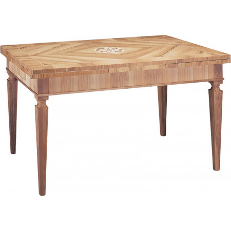 203  Raw or finished folding or extending table with inlaid decoration top, finishes to choice