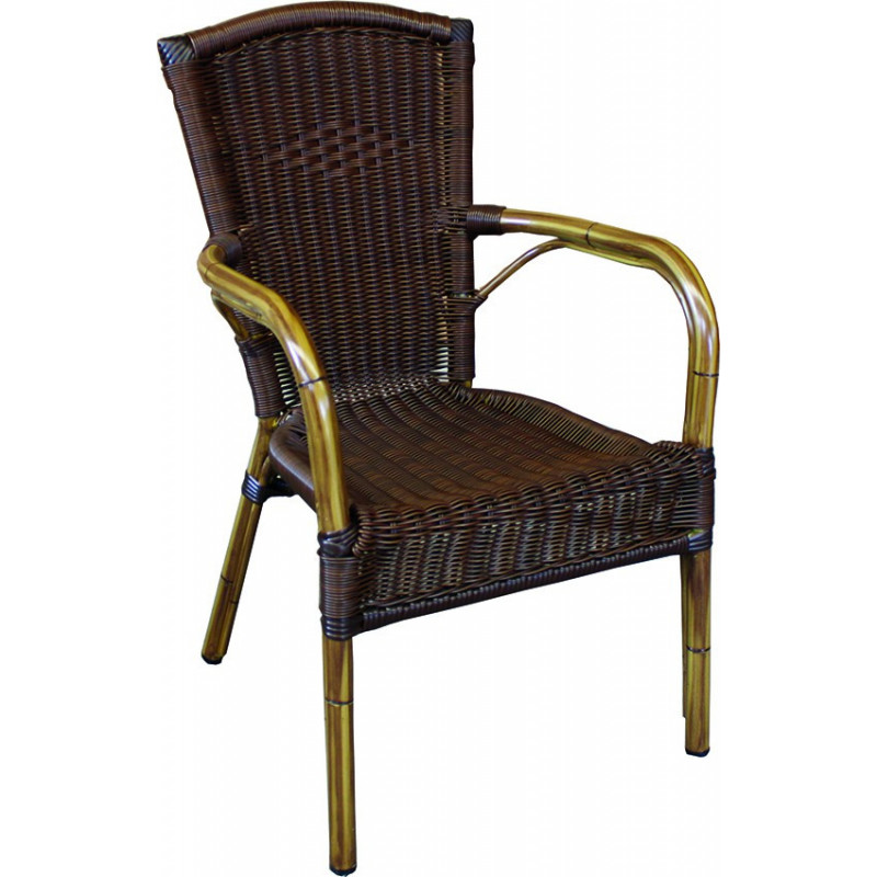 746  Aluminium structure armachair,  brown polyester covered