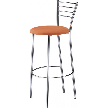 474  Chromed steel stool, upholstered or wooden seat
